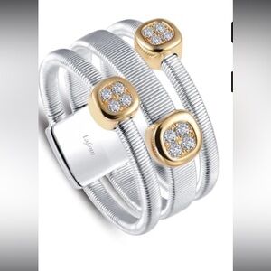 LaFonn VINTAGE Sterling Mixed Metal Stones Three Stacked Ring Size 6